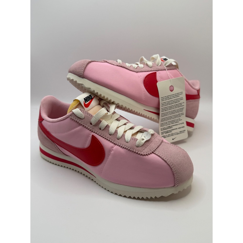 Nike Cortez Beyond Pink University Red Suede Nylon Sneakersp Womens 7 NEW
